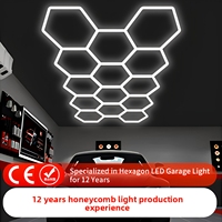 Plafonnier LED hexagonal à 7 panneaux - Conception modulaire en nid d'abeille pour garage, atelier, detailing automobile, bureau, entrepôt 50W 6000K Haute luminosité