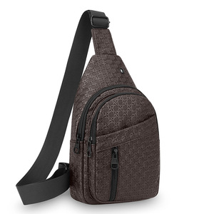 Men's Woven Texture Chest Bag Large Capacity PU Leather Wear Resistant Multi Layer Casual Crossbody Bag Everyday Use - Product Image 5