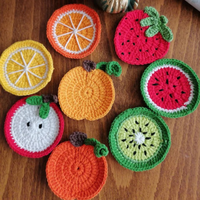 Dessous de verre colorés en laine crochetés à la main et sac de rangement pour melon d'eau pour décoration de restaurant