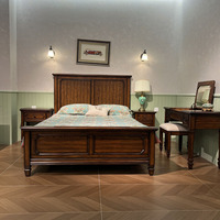 Lit King Size en Bois Massif Américain Minimaliste Moderne, Extensible, Idéal pour Appartement, Meuble de Chambre pour Mariage de Princesse