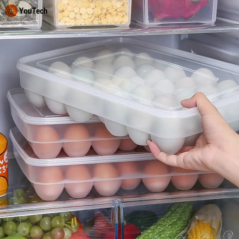 34 ग्रिड प्लास्टिक अंडा भंडारण कंटेनर बॉक्स रेफ्रिजरेटर आयोजक दराज अंडा ताजा रखने मामले धारक ट्रे रसोई सामान