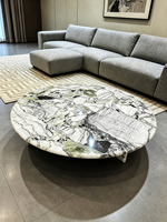 Table basse moderne ronde ou carrée en marbre naturel de jade froid de luxe pour salon et villa, taille personnalisée, écologique et durable