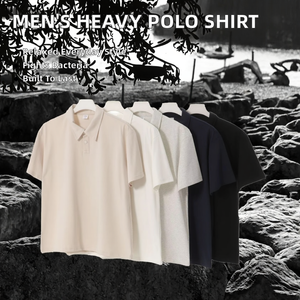 American Trendy Brand Men's for <b>Shirt</b> 240g Heavy Weight Anti-Pilling <b>Plain</b> Dyed 7A Antibacterial Solona Lapel Pure Color - Product Image 2