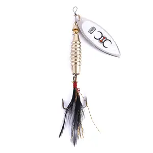 Leurres de pêche en métal avec hameçons triples, cuillère de pêche d'appât de bar, Spinner de pêche de 17.5g