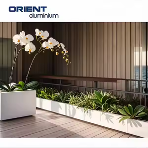 Pot de fleur <span class=keywords><strong>rectangulaire</strong></span> pour jardin extérieur <span class=keywords><strong>Jardinière</strong></span> murale en aluminium avec blocs de <span class=keywords><strong>béton</strong></span> Pots à revêtement en poudre à motif carré et finition noire - Product Image 4