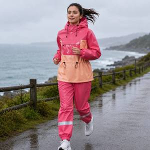 Completo Antipioggia Riflettente Alta Visibilità in Nylon Impermeabile PU con Giacca con Cappuccio e Pantaloni con Strisce Riflettenti per Lavoro Notturno - Product Image 5