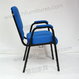 Sillas <span class=keywords><strong>de</strong></span> Alquiler para Hoteles Yichuang, Juego <span class=keywords><strong>de</strong></span> Sillas <span class=keywords><strong>de</strong></span> Iglesia con Cojín Azul y Brazos, Uso Interconectable para Iglesia - Product Image 6
