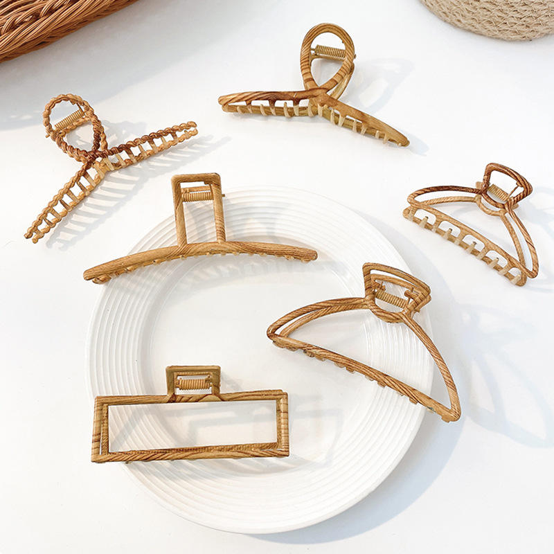 Модная однотонная Большая квадратная Заколка-пряжка корейский головной убор элегантная деревянная заколка для волос для женщин и девочек аксессуары для волос