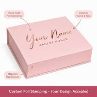 Caja de Propuesta para Damas de Honor Personalizada con Nombre y Título en Dorado Rosa, Caja de Regalo de Boda con Cierre Magnético Rígido, Tamaño Personalizado OEM ODM