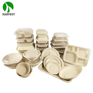 Boîte à <span class=keywords><strong>repas</strong></span> bento écologique, biodégradable, jetable, micro-ondable, pour emporter, avec couvercle, pour la restauration rapide - Product Image 6