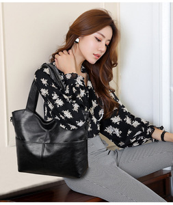 Sacs à main en cuir PU de qualité supérieure pour femmes, sacs fourre-tout à bandoulière grande capacité de couleur unie pour femmes, vente en gros - Product Image 2