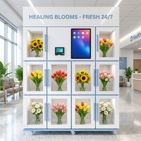 Distributeur Automatique de Fleurs Transparent de Luxe avec Système de Paiement Intégré pour Boutiques de Cadeaux Haut de Gamme