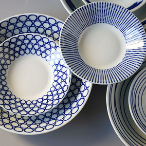 Assiette en céramique de 8 pouces de la série <span class=keywords><strong>Henry</strong></span> de style japonais, couleur sous-glaçure peinte à la main, assiette à dîner et à fruits - Product Image 3