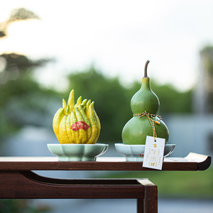 Plateau à fruits en céramique, forme de lotus, petit plat en porcelaine pour cérémonie du thé et offrandes - Product Image 1