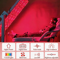 Panel Terapi Cahaya Merah GLPE 2026 1800 W untuk Penggunaan di Rumah, Ukuran Ekstra Besar, Iradiasi Tinggi, 1185 LED untuk Pemulihan Otot