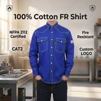 FR HRC2 NFPA2112 Camisa vaquera ignífuga de moda informal Anti-ácido Anti-alcalino para trabajadores de computadoras Soldadores Personal de fábrica