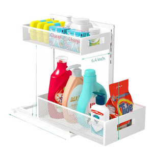 Double Layer Pull Out Storage Rack For Washing Machine Space Saving Black Rectangle Standing Type 2nd Floor Sink <b>Shelf</b> - Product Image 4