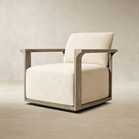 Ensemble de canapés modulaires modernes d'extérieur avec structure en bois massif, chaise longue de jardin rembourrée, mobilier de patio sectionnel pour villas et complexes hôteliers