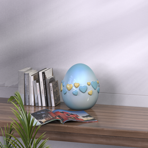 بيع بالجملة جرة قلب سيراميك زرقاء مخصصة مصنوعة يدويًا لرماد الطفل أو الحيوانات الأليفة جرة تذكارية حديثة على شكل بيضة جرة تذكار مخصصة للرضع - Product Image 5