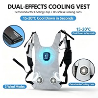 Gilet de refroidissement semi-conducteur à double effet, 3 vitesses réglables, alimenté par USB, climatiseur portable à faible bruit pour le travail en extérieur