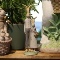 Figurines en résine du Lapin de Pâques, 2 pièces, décorations de printemps, centre de table, ornements de carottes et de fleurs, pour la maison et la ferme
