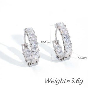 Silver Princess Cut Full Zircon Drop Earrings-Trendy Light Luxury Sparkly Jewelry for Party <b>Occasions</b> - Product Image 6
