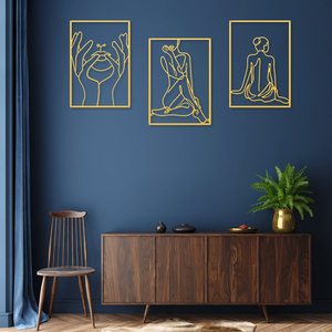Decoración de pared con acentos modernos de Metal para el hogar, escultura 3D <span class=keywords><strong>minimalista</strong></span> abstracta para sala de estar, decoración de pared artística de lujo para el hogar - Product Image 1