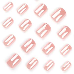 เล็บปลอมอะคริลิคแบบกดติด 24 ชิ้น ลายเล็บสั้นสีชมพูสไตล์ฝรั่งเศส รุ่น 3246 - Product Image 3