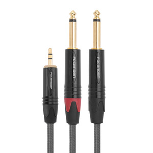Cable de audio Focanden de 3.5mm a doble 6.5mm, blindado de 2 núcleos, para consola de mezclas, amplificador y altavoz - Product Image 3