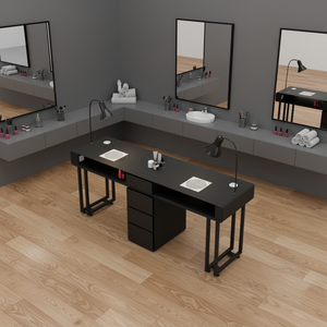 Table de <span class=keywords><strong>manucure</strong></span> professionnelle noire pour salon de beauté, moderne, économique, durable, en métal, <span class=keywords><strong>avec</strong></span> prise de charge intégrée et <span class=keywords><strong>aspirateur</strong></span> - Product Image 2