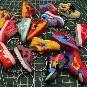 2024 Wholesale Rubber PVC Plastic Cute Tennis Bape Basketball Mini shoes for AF1 DUNK AJ 3D Bape sneakers key chain