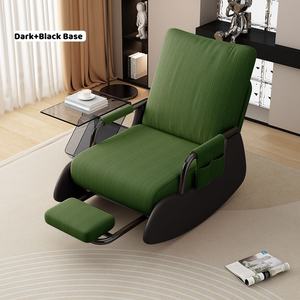 Mecedora Plegable con Funda Desmontable y Lavable Pequeño Diván Individual Sillón Reclinable con Base de Madera <span class=keywords><strong>para</strong></span> Dormitorio - Product Image 5
