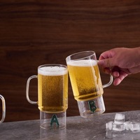 Mug à bière en verre borosilicate haute résistance, tasse à eau, résistant aux hautes températures, design moderne et minimaliste, avec poignée, couleur unie, simple paroi, pour le bureau