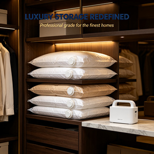 Ensemble de sacs de rangement sous vide portables pour vêtements, organisateur de vêtements PA PE pour la maison, le placard et les voyages - Product Image 2