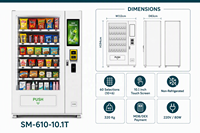 Máquina Expendedora de 60 Selecciones con Pantalla Táctil de 10.1 Pulgadas, Pago sin Efectivo MDB, Ultra Bajo Consumo de 80W para Snacks y Productos Secos
