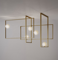 Simig éclairage moderne simple cadre rectangulaire suspension Mondrian lustre de plafond en verre pour projet