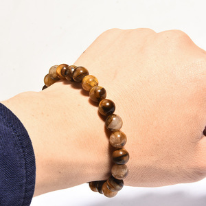 Bracelets en pierres naturelles rondes de 8 mm, perles de pierres précieuses de guérison en gros, perles rondes simples et extensibles, perles de pierre naturelle, œil de tigre - Product Image 5