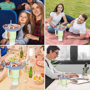 Bandeja de silicona para refrigerios con tapa, compatible con la Stanley Cup de 40 oz, anillo reutilizable para refrigerios para portavasos de coche. - Product Image 6