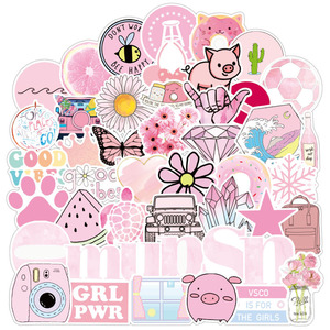 100 adet popüler su geçirmez mavi pembe siyah yaz plaj DIY dizüstü bisiklet araba çıkartmaları karikatür kız set vsco vinil çıkartmalar - Product Image 6