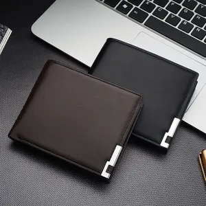 Portefeuille court pour hommes Portefeuille horizontal pour jeunes hommes Porte-cartes tendance Vente en gros Offre Spéciale Nouveau PU Mode Homme Porte-cartes en cuir PU