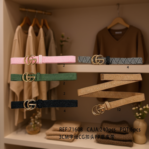 Ceinture en cuir synthétique PP avec boucle lettre CG de 3 cm pour femme, accessoire de mode - Product Image 2