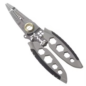 Pince d'électricien industrielle/de bricolage en acier au carbone de 7 pouces avec poignée en plastique, personnalisable OEM, outil de dénudage et de sertissage de fils métriques - Product Image 1