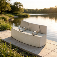 Banco de Hormigón GRC UHPC Personalizado para Exteriores con Respaldo de Aluminio, Asiento Modular Curvo para Parques y Plazas