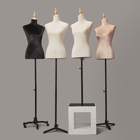 Mannequin de torse féminin sans tête recouvert de velours avec support trépied métallique réglable – Vente directe usine à prix abordable