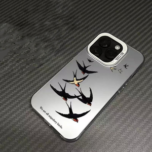 Funda Protectora para Teléfono Móvil con Estampado de Golondrina, Plateada, Electrochapada, de TPU y PC, para iPhone 8, Xs Max, 11, 12, 13, 14, 15, 16, 17, Air - Product Image 5