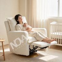 Fauteuil inclinable électrique moderne en tissu bouclé avec port USB, fauteuil pivotant à bascule pour chambre d'enfant