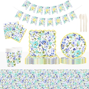 Platos y Servilletas de Papel con Diseño de Flores Silvestres DAMAI, Juego de Vajilla Floral para Decoraciones de Primavera, para 6 Personas - Product Image 1