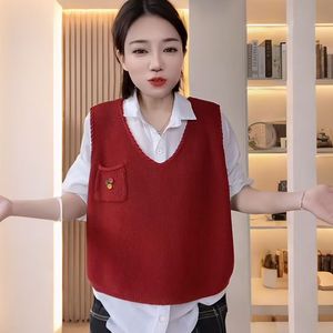 Chaleco de punto sin mangas informal de estilo extranjero con cuello cuadrado <span class=keywords><strong>para</strong></span> otoño/invierno, talla única - Product Image 1