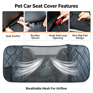 Dog Car Seat Cover Back Seat Breathable Mesh Pet Travel Carrie Nonslip Hammock <b>Protector</b> With Side Storage Washable Pet Mat - Product Image 5