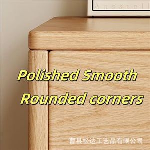 Wooden bedside table with double <b>drawers</b>, modern style, suitable for <b>small</b> bedrooms, bedside storage rack, sofa side table - Product Image 3